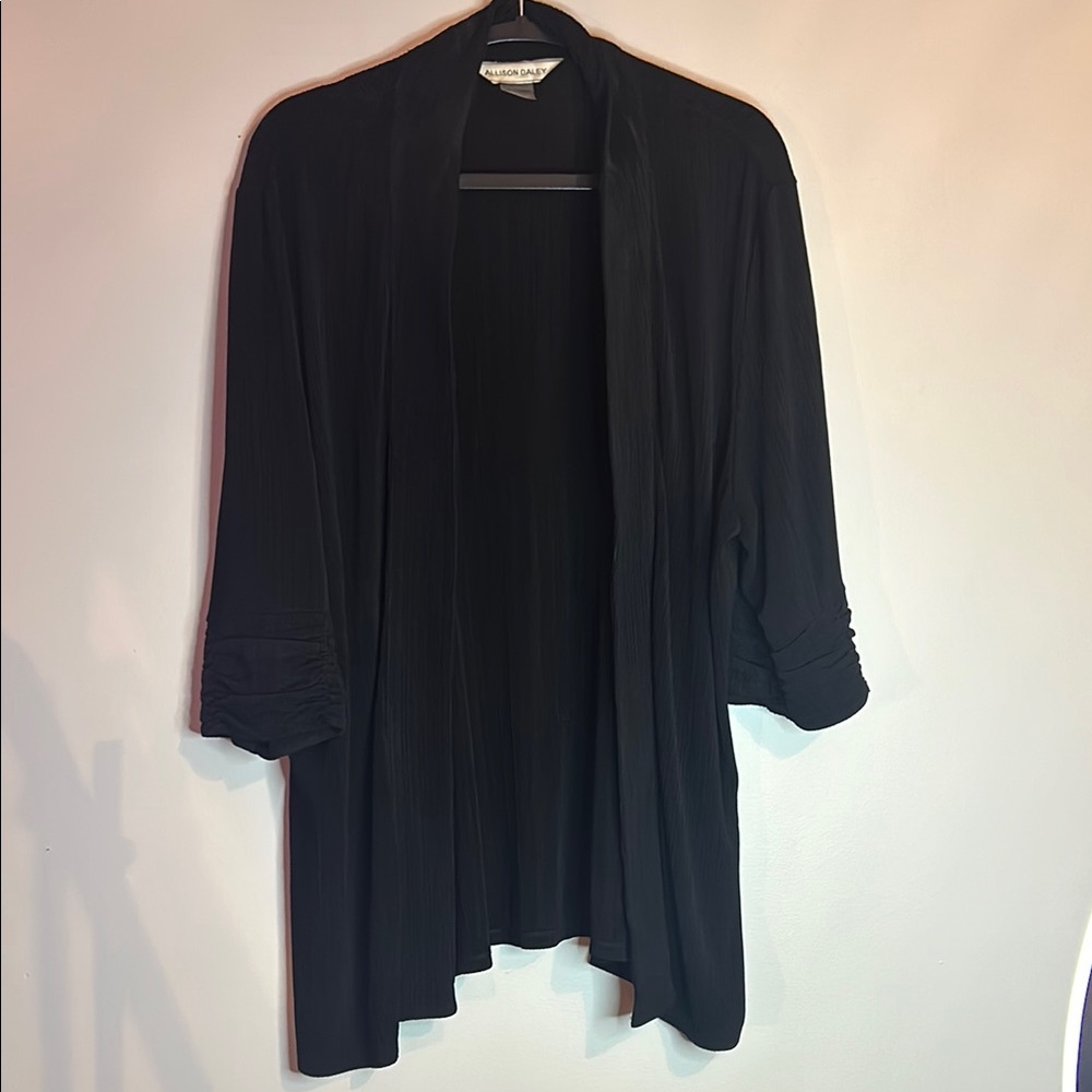 Allison Daley Black Cardigan Sweater Relaxed Open-Front